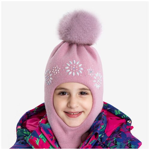 фото Шапка шлем kapika зимняя, размер 50-52, розовый