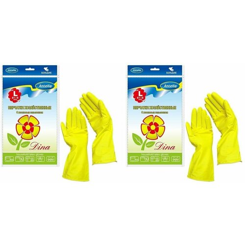 Резиновые хозяйственные перчатки ANTELLA дина размер L (большие), 2 пары