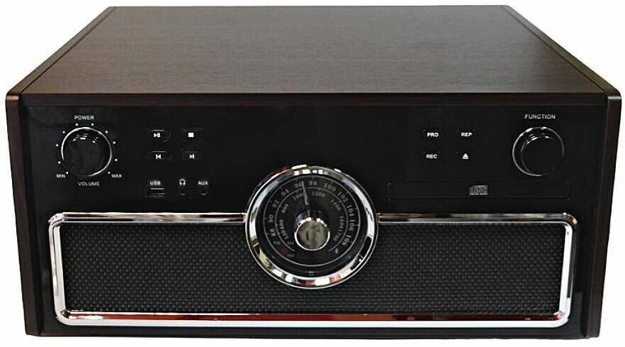 Виниловый проигрыватель пластинок Audio-Retro RP-188/ Радиоприёмник AM/FM CD USB Bluetooth/ Ретро/ Музыкальный центр/ темно-коричневый