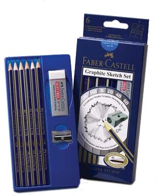 Набор карандашей чернографит. Faber-Castell Goldfaber (6 черн.кар 2H/HB/2B/4B/6B/8B/ласт./точ - фото №6