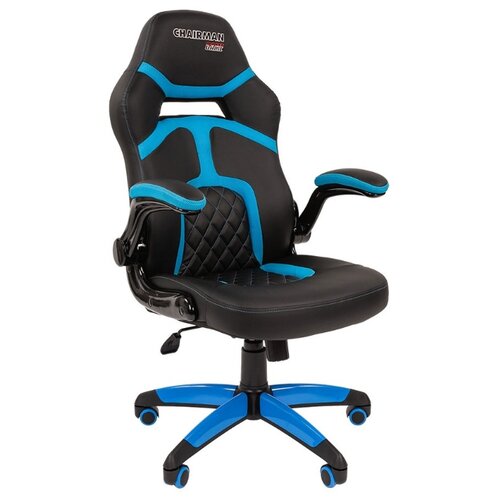 фото Компьютерное кресло chairman game 18 игровое, обивка: кож/зам/ткань, цвет: черный/голубой