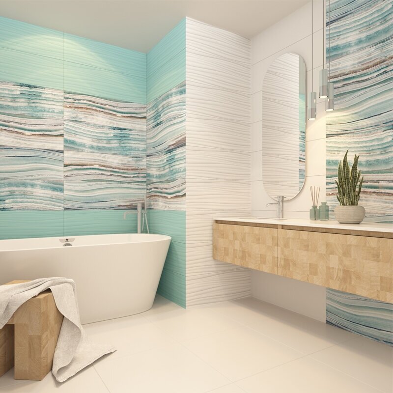 Плитка настенная Marella turquoise 01 бирюзовый 30х90 Gracia Ceramica