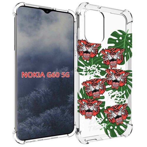 Чехол MyPads красные-тигры для Nokia G60 5G задняя-панель-накладка-бампер