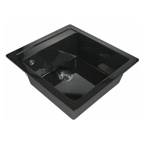 Врезная кухонная мойка 50,5 х 46 см из искусственного камня, с сифоном, МС-10 звездное небо глянец