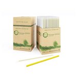 Бумажные трубочки для напитков «чистая страна» - 250 шт. 197/6 мм, цвет лимонный, в индивидуальной упаковке - изображение
