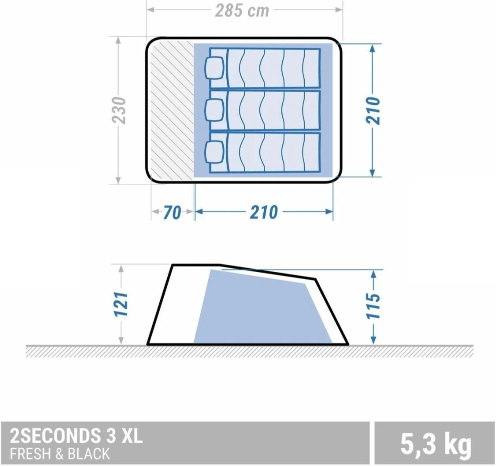 Палатка Для Кемпинга 2 Seconds 2 Xl Fresh&black | 2–местная Белая QUECHUA - фото №15