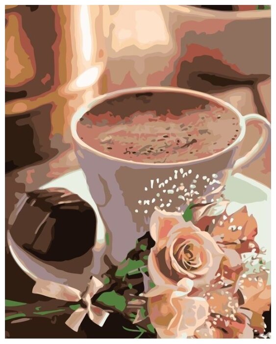 Картина по номерам "Кофе с розами", 40x50 см