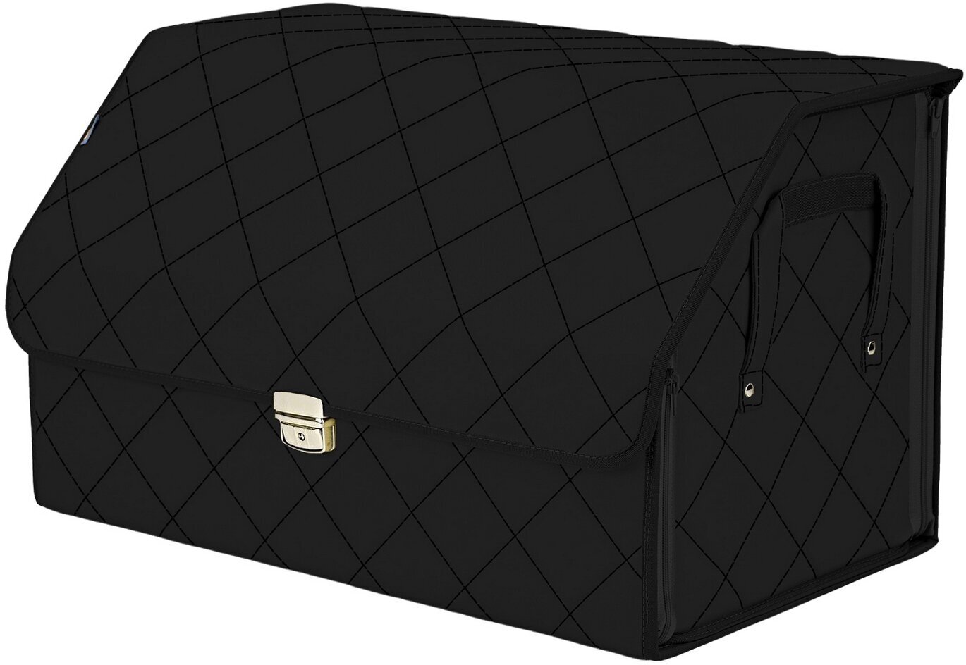Органайзер-саквояж в багажник "Союз Премиум" (размер XL). Цвет: черный с черной прострочкой Ромб.