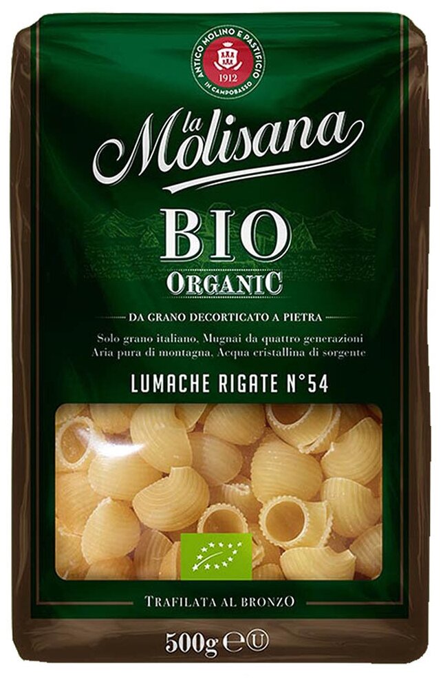 Макаронные изделия La Molisana Bio Organic Lumache Rigate Улитки рифленые БИО № 54, 500 г