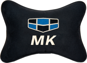 Подушка на подголовник алькантара Black с логотипом автомобиля GEELY MK