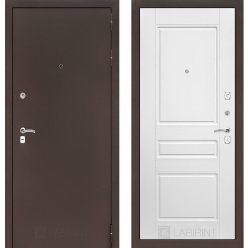 Входная дверь Labirint Classic Антик медный 03 Белый soft 960x2050, открывание правое