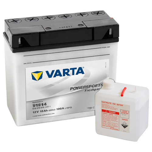 Аккумулятор для мотоцикла и скутера VARTA POWERSPORTS FRESHPACK 18 А/ч 150 А обр. пол. с/зар. с эл. 51814 (186х82х171) 518014