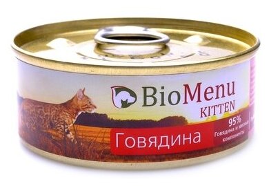 BioMenu Паштет для котят с Говядиной (7411429821) 0,1 кг 24529 (34 шт)