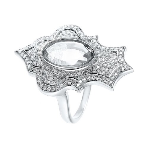 Кольца джей ВИ Серебряное кольцо с фианитом, ювелирным стеклом