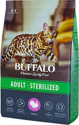 MR.BUFFALO STERILIZED 400 г сухой корм для кошек индейка
