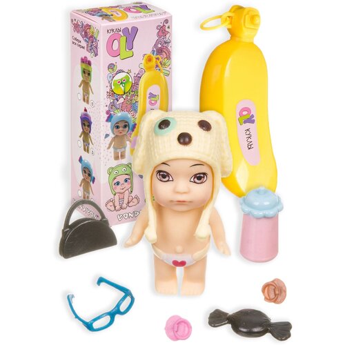 фото Набор игровой bondibon куколка oly в шапочке-ушанке с животным и аксессуарами в банане (вв3842)