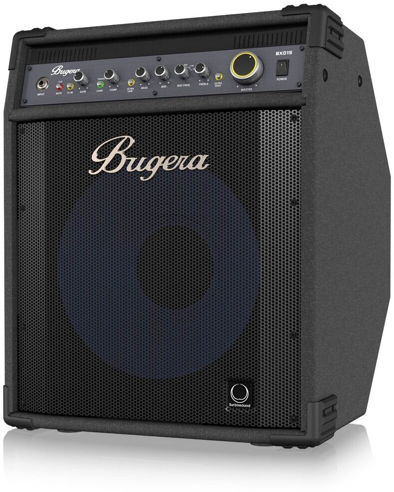 Bugera BXD15A басовый комбоусилитель 1000Вт 1х15" Turbosound с алюм. диффузором, MOSFET преамп, компрессор