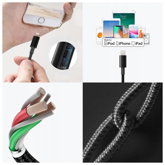 Кабель ANKER A8012 12W A->8pin MFI 0.9м BK - фото №3