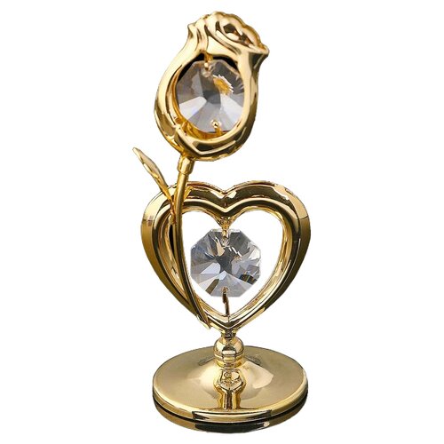 Сувенир «Сердце с цветком», 3х3х8 см, с кристаллами Сваровски 1431461