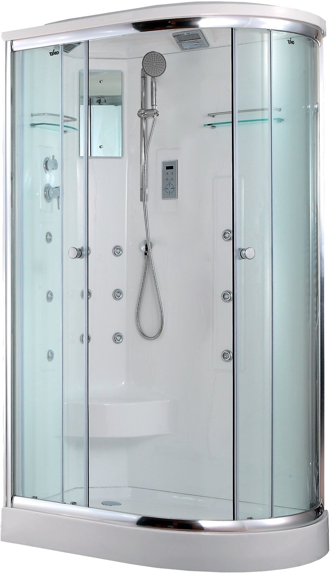 Душевая кабина Timo Lux T-7702 L 120x85 с гидромассажем, стекла прозрачные, профиль хром