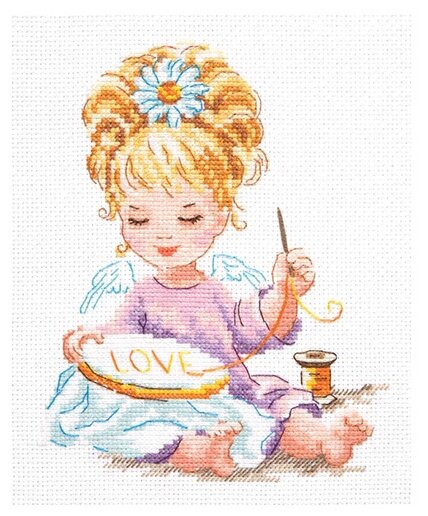 Набор для вышивания крестом Чудесная игла Маленькая рукодельница, 14*18см - фотография № 1