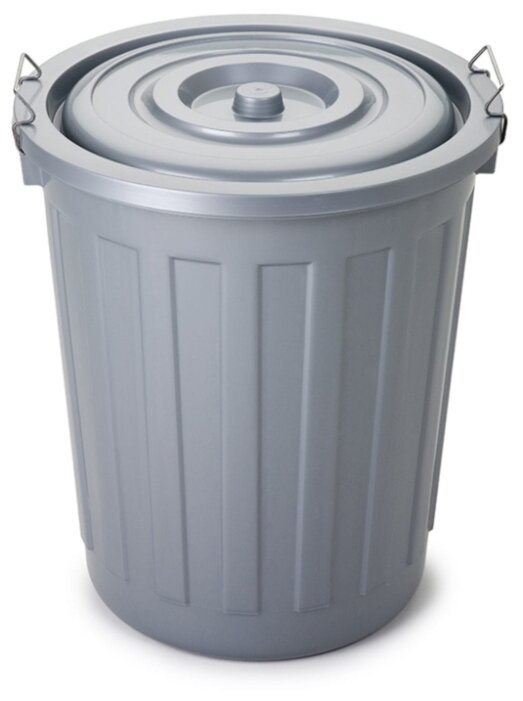 Бак мусорный круглый BORA 48л 480х430 мм с крышкой на зажимах пластик серый