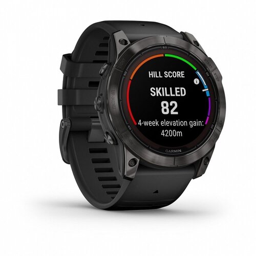 Часы Garmin FENIX 7X PRO Sapphire Solar Edition Титановый угольно-серый корпус с DLC-покрытием и черным ремешком 2023