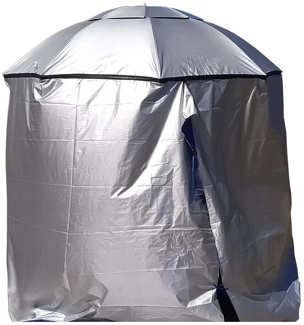 Палатка пляжная / Зонт пляжный со съемной шторкой - усиленная солнцезащита, вентиляция, наклон - диаметр 220см - алюминиевый каркас - фотография № 2