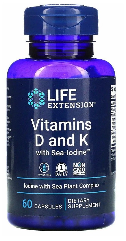 Капсулы Life Extension Vitamins D and K with Sea-Iodine
