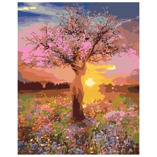 картина по номерам цветущая сакура 40x50 см Картина по номерам Цветущая, 40x50 см