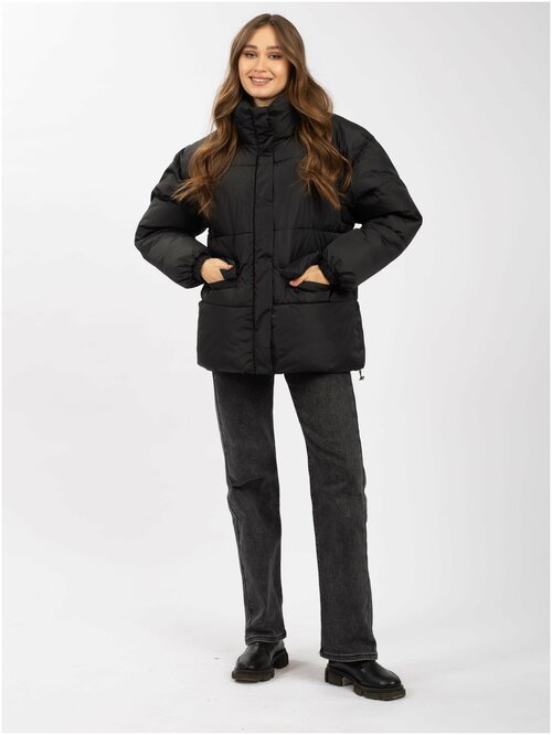 Куртка  Milano демисезонная, оверсайз, утепленная, размер 50, черный