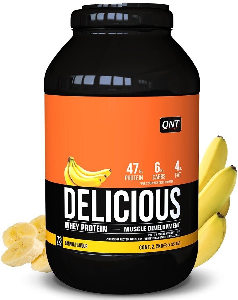 Комплексный протеин QNT DELICIOUS WHEY PROTEIN POWDER 2200 г, Банан