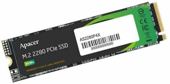 SSD жесткий диск APACER AS2280P4 M.2 PCIE 1TB AP1TBAS2280P4X-1, черный