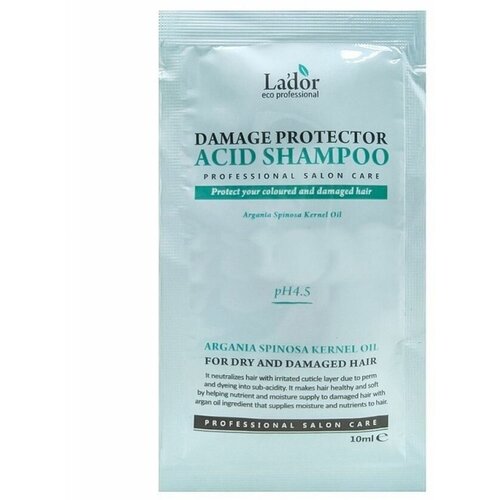 Lador Шампунь для волос бесщёлочной с аргановым маслом / Damaged protector acid shampoo pouch, 10 мл, 5 штук шампунь для волос lador шампунь бесщелочной с коллагеном и аргановым маслом damage protector