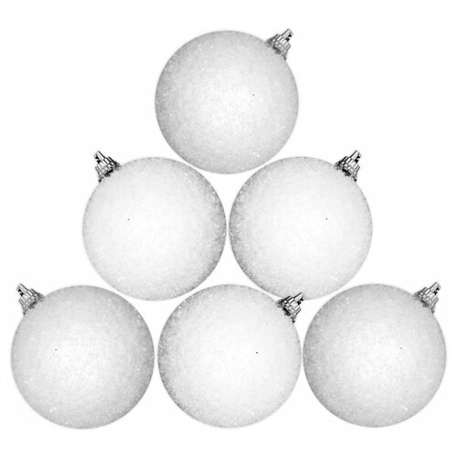 фото Ёлочный шарик шары в снегу 6 штук, диаметр 6 см, цвет белый, дилижанс party dp-toy-05 diligence party