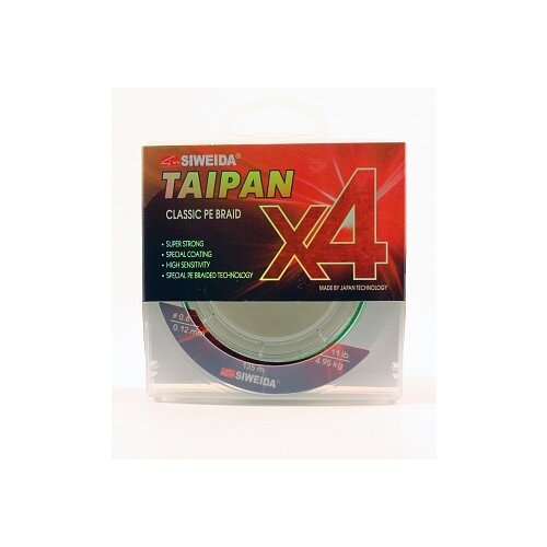 фото Леска плетеная swd "taipan classic pe braid x4", 0,12 мм, 135 м (4,95 кг, light-green) siweida