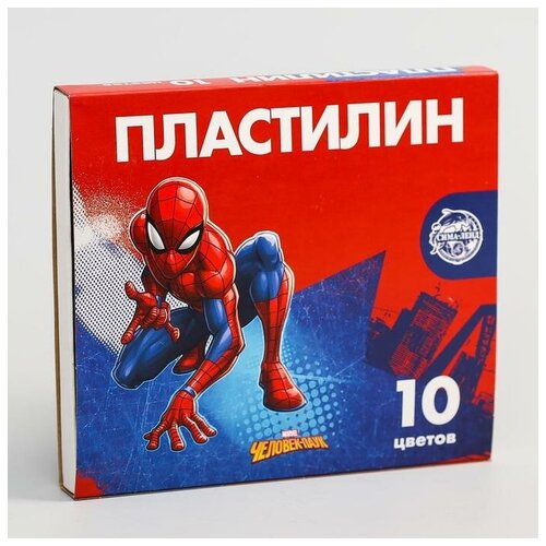 Пластилин 10 цветов 150 г «Супергерой», Человек-паук пластилин marvel 10 цветов 150 г супергерой человек паук 5059060