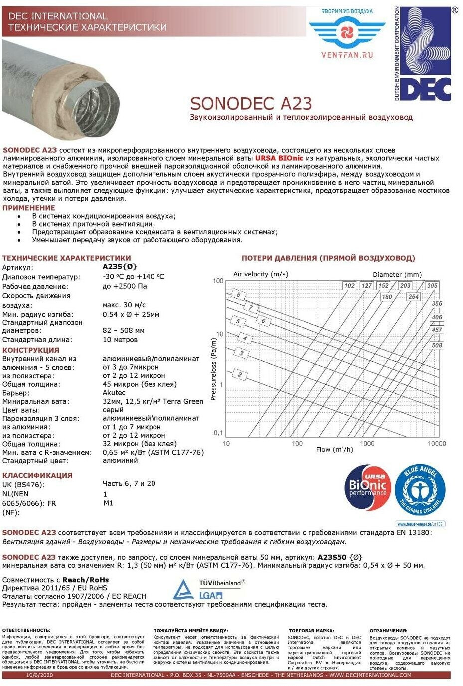 Звукоизолированный, утепленный минеральной ватой 32мм, гибкий алюминиевый воздуховод Sonodec A23S-152mm x 10м голландской компании DEC International - фотография № 4