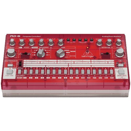 BEHRINGER RD-6-SB аналоговая драм-машина, 8 сэмпов ударных, 16-шаговый секвенсер, емкость памяти 2х16 паттернов, встроенный дист