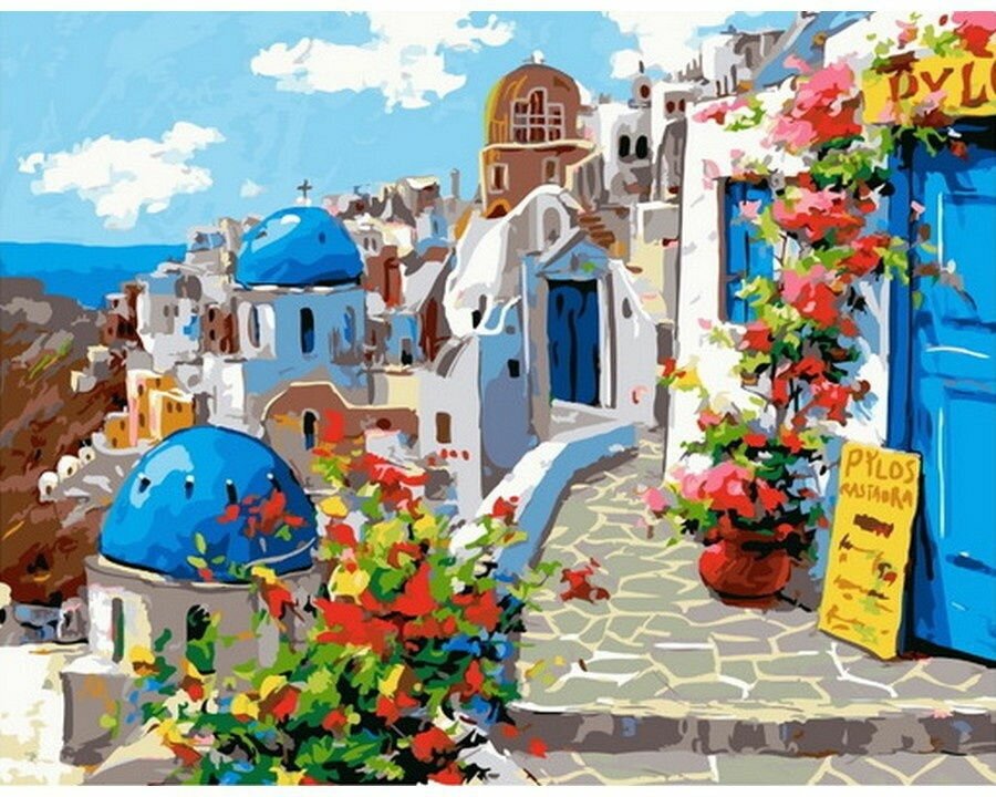 Картина по номерам 000 Hobby Home Санторини Греция 40х50