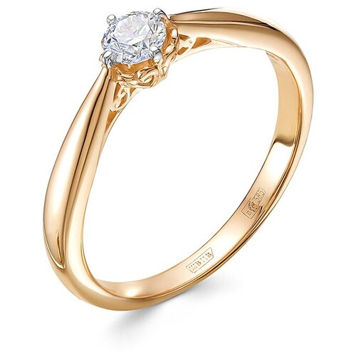 фото Кольцо помолвочное vesna jewelry, красное золото, 585 проба, родирование, бриллиант, размер 16.5, бесцветный