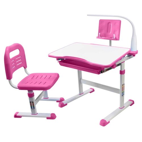 фото Комплект rifforma стул + стол + подставка для книг + лампа set-17 70x54 см белый/розовый