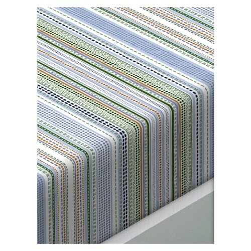 фото Простыня сказка бисер (компаньон) перкаль на резинке 120х200 см бежевый/белый/голубой