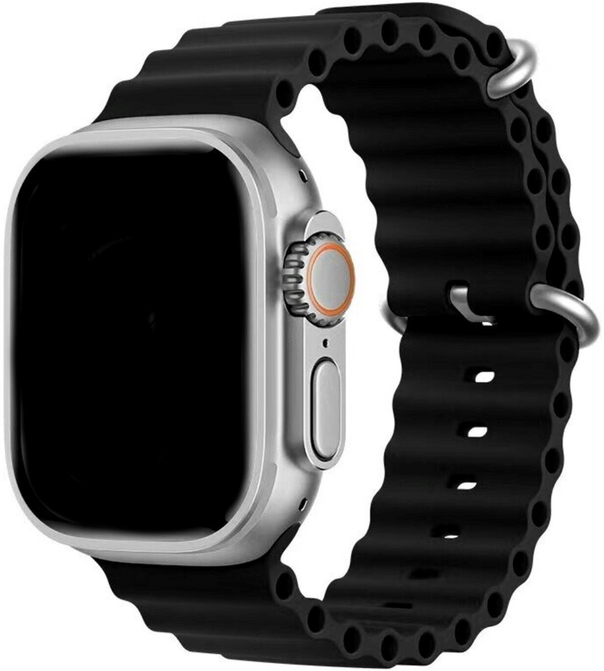 Силиконовый ремешок BELT для Smart Watch Ultra ультра 42мм 44мм 45мм 49мм черный