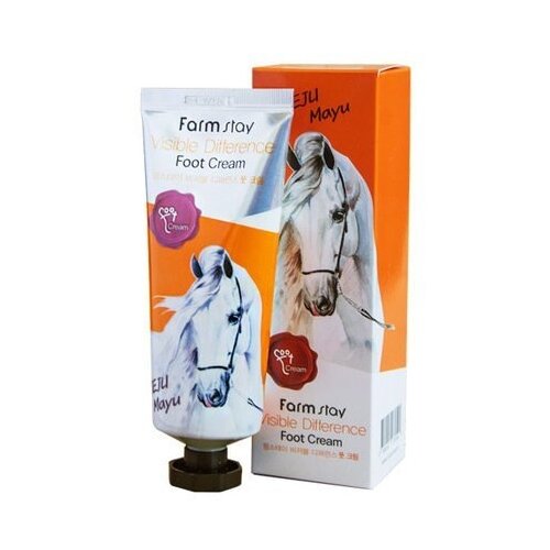 FARM STAY Крем для ног с лошадиным жиром JEJU MAYU VISIBLE DIFFERENCE FOOT CREAM