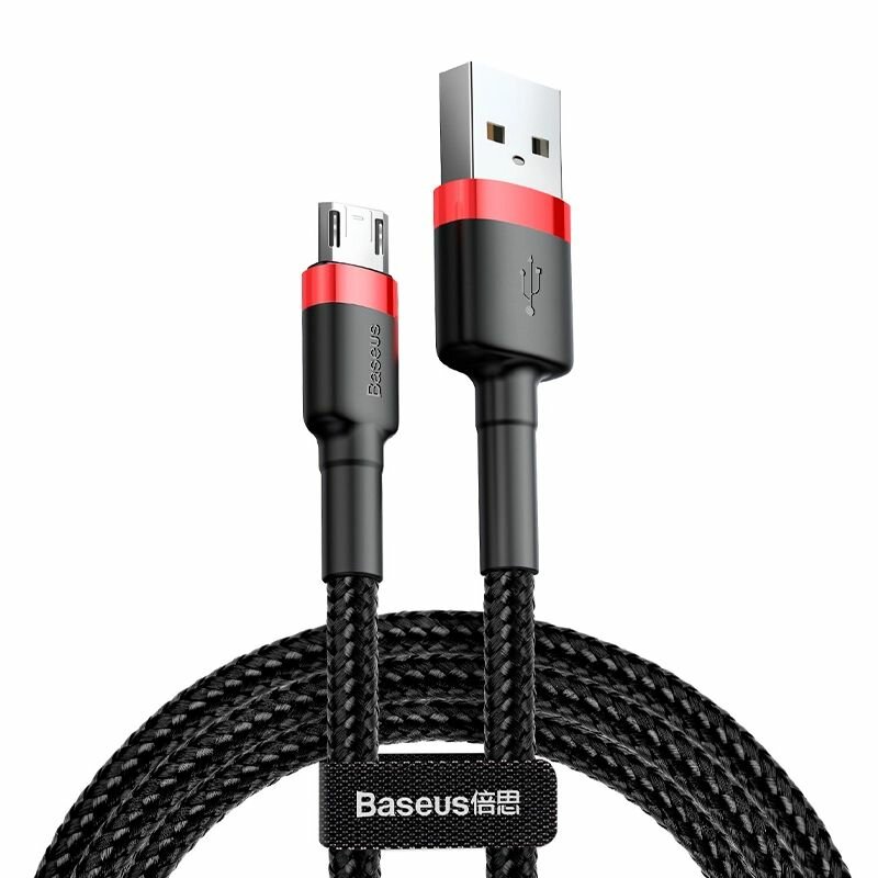 Кабель для зарядки Baseus Cafule USB-A - Micro USB, 1 м, черно-красный, 2,4 A