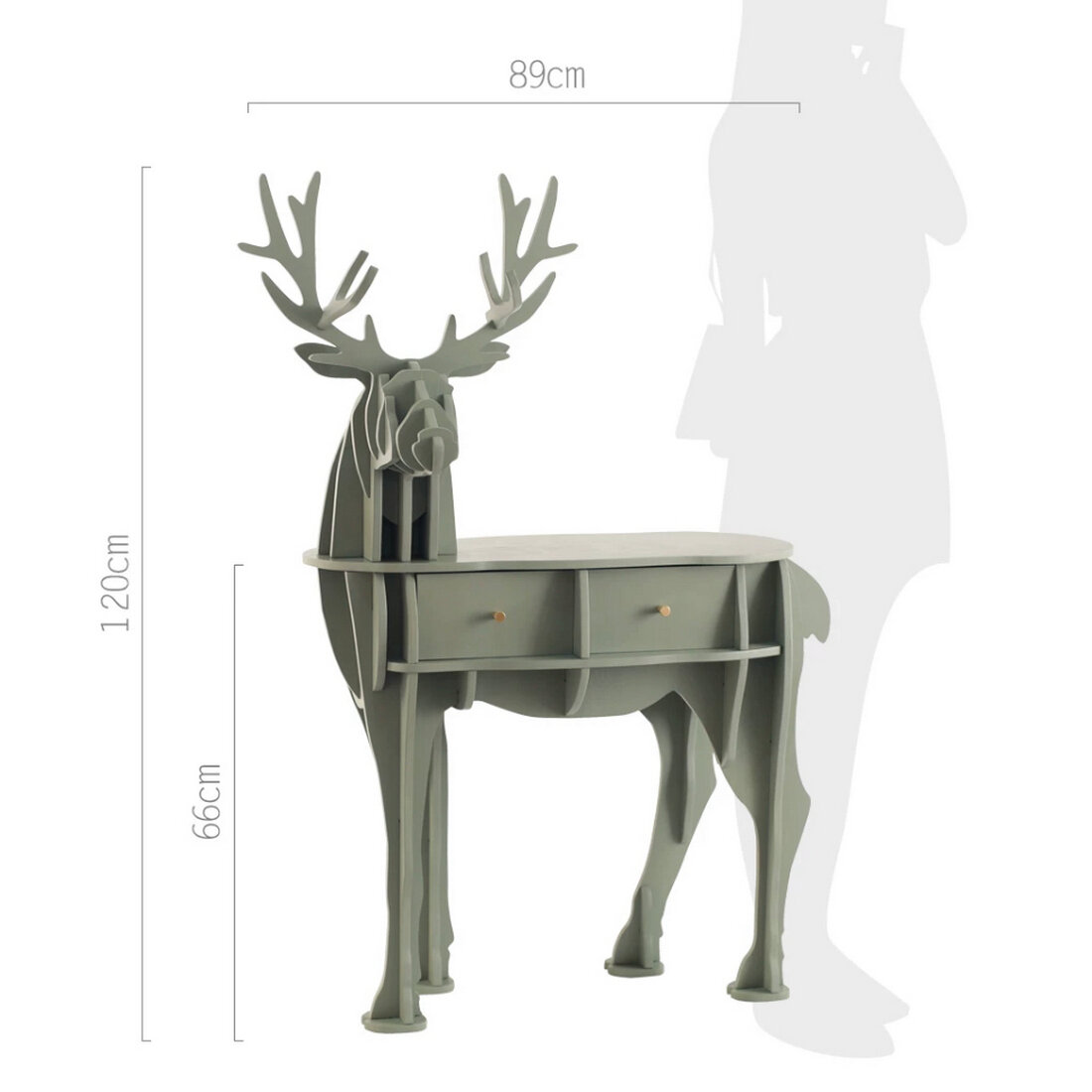 Консоль Wooden Deer Table (120см/ с ящиками / цвет оливка)