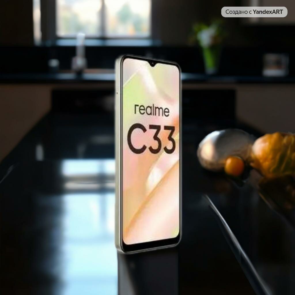 Смартфон Realme C33, 4ГБ/64ГБ, ОС Android 12, сканер отпечатка, экран 6,5", камера 50Мп