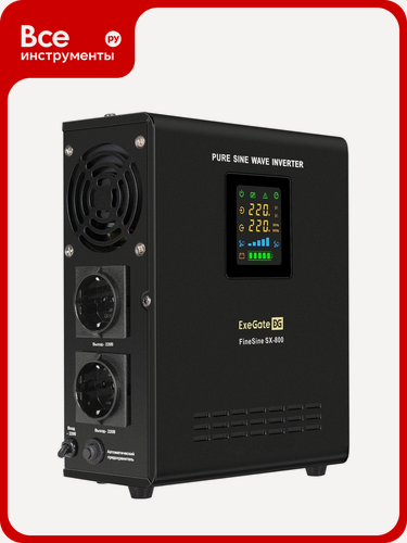 Изображение товара ИБП ExeGate инвертор синус для котла настенный FineSine SX-800 LCD AVR 2SH 800VA/500Wчистая синусоида цветной