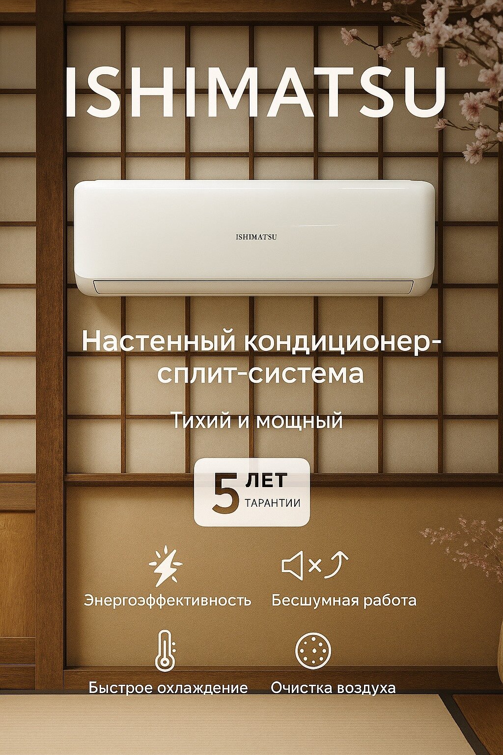 Инверторный кондиционер (сплит-система) Osaka ISHIMATSU AVK-09I. Оснащен японским компрессором.
